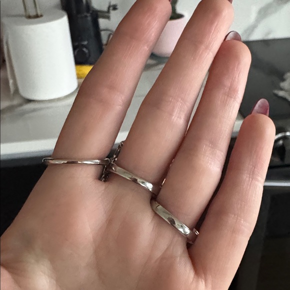 Elegant Silver and blue Geometric Ring Set 3 rings size 6 - Picture 4 of 4